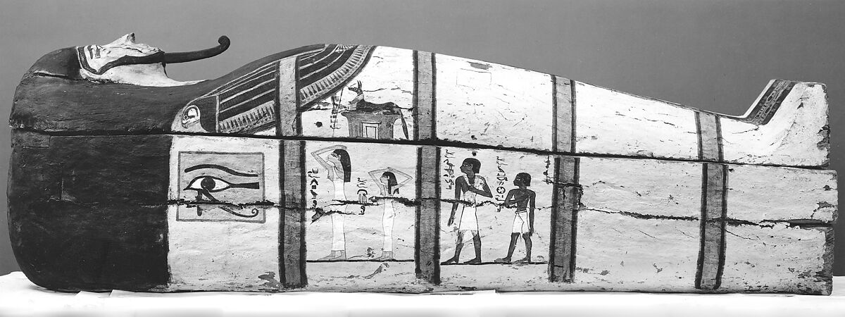 Coffin of Ahmose, Sycomore wood, stucco, paint 