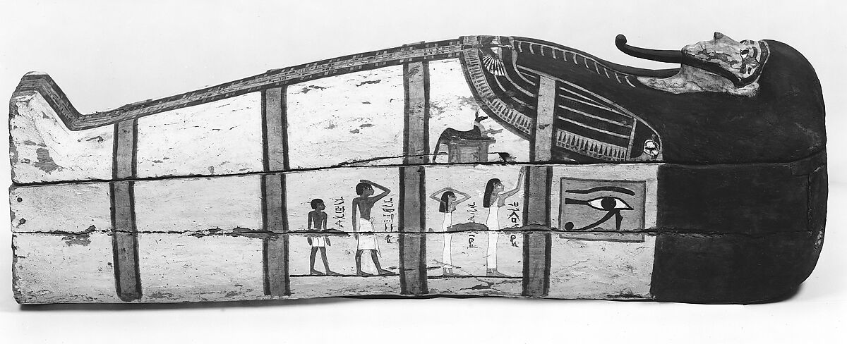 Coffin of Ahmose, Sycomore wood, stucco, paint