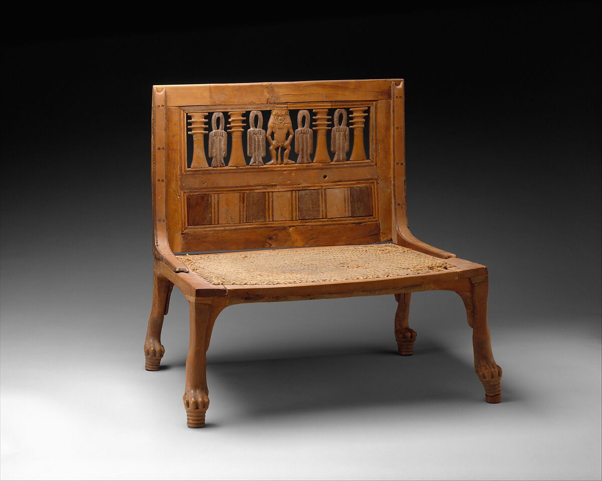 Hatnefer's Chair, Boxwood, cypress, ebony, linen cord 