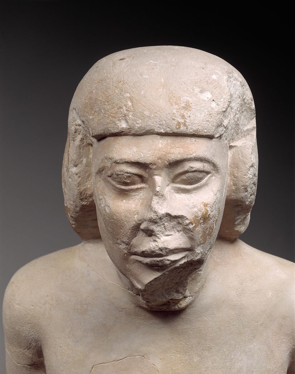 Statue of Kneeling Captive, Limestone, paint