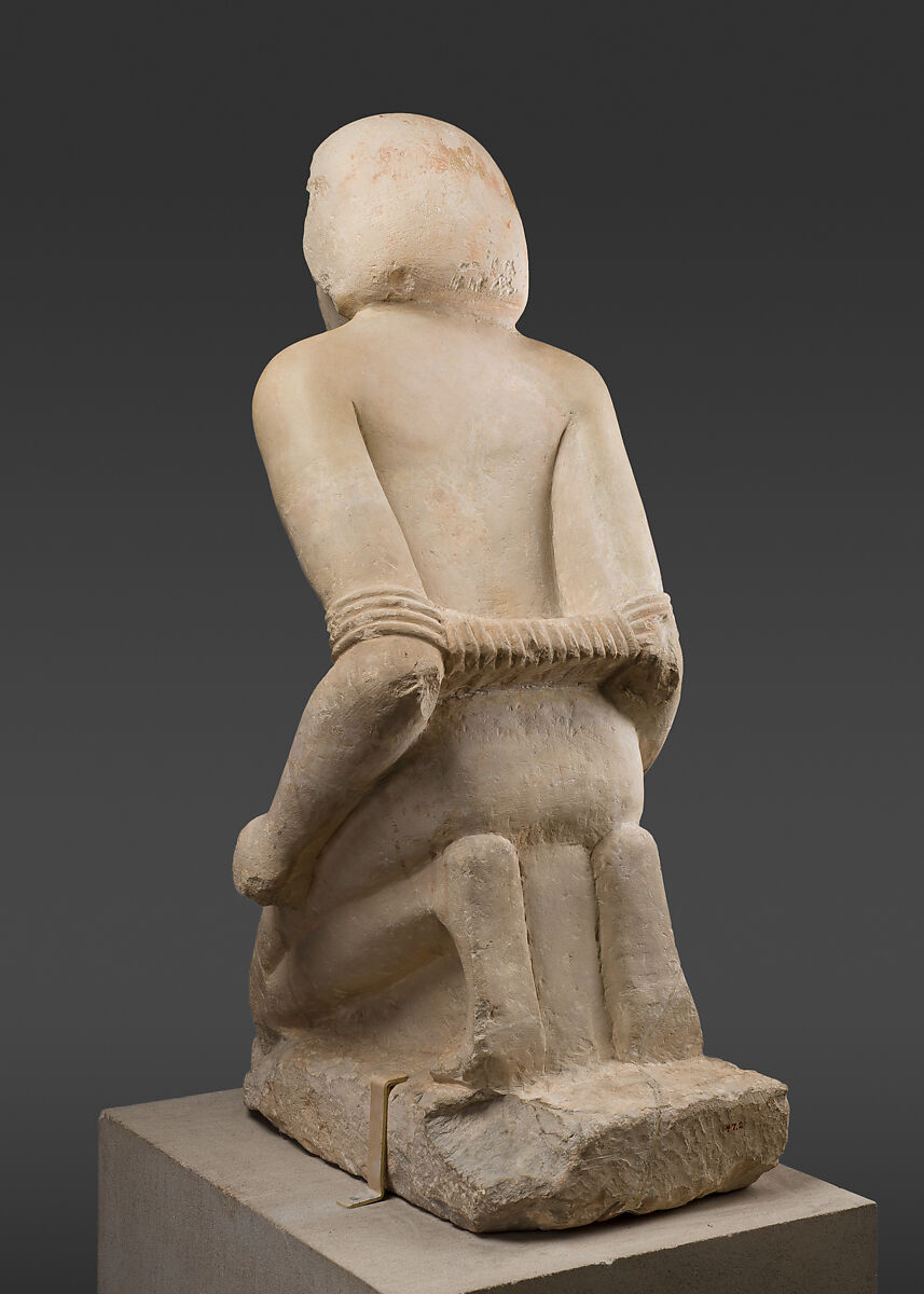 Statue of Kneeling Captive, Limestone, paint