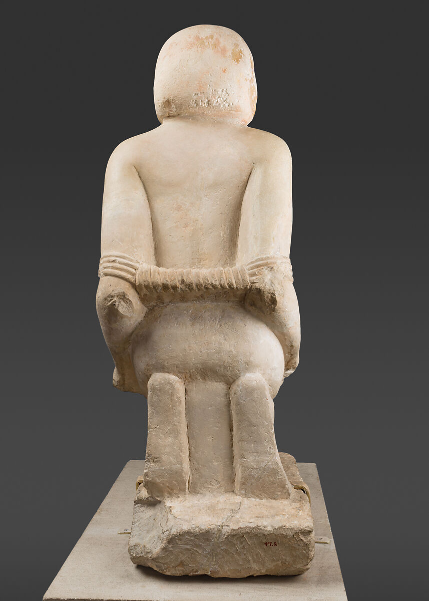Statue of Kneeling Captive, Limestone, paint