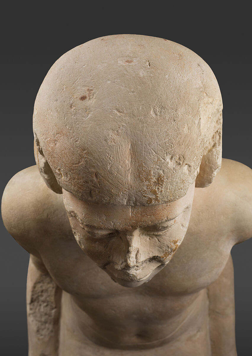 Statue of Kneeling Captive, Limestone, paint
