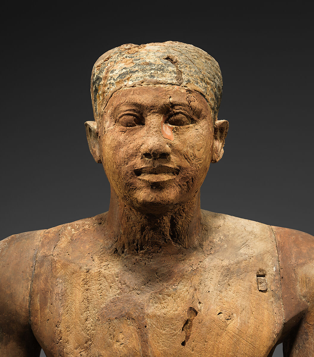 The Statue of the Official Mitry, Acacia, gesso, paint