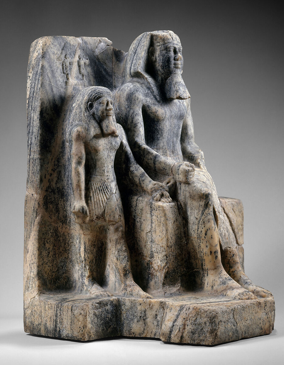 King Sahure Accompanied by a Divine Figure, Gneiss