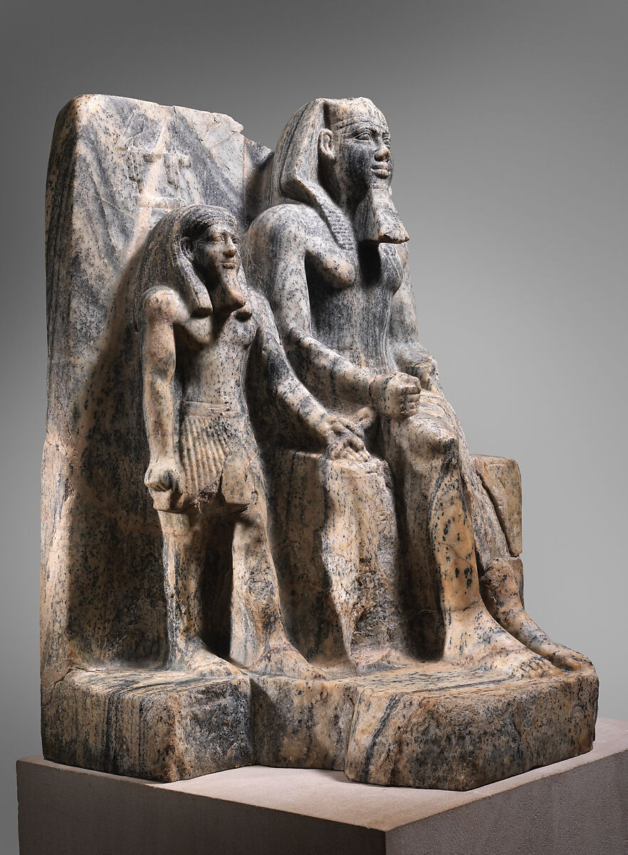 King Sahure Accompanied by a Divine Figure, Gneiss 