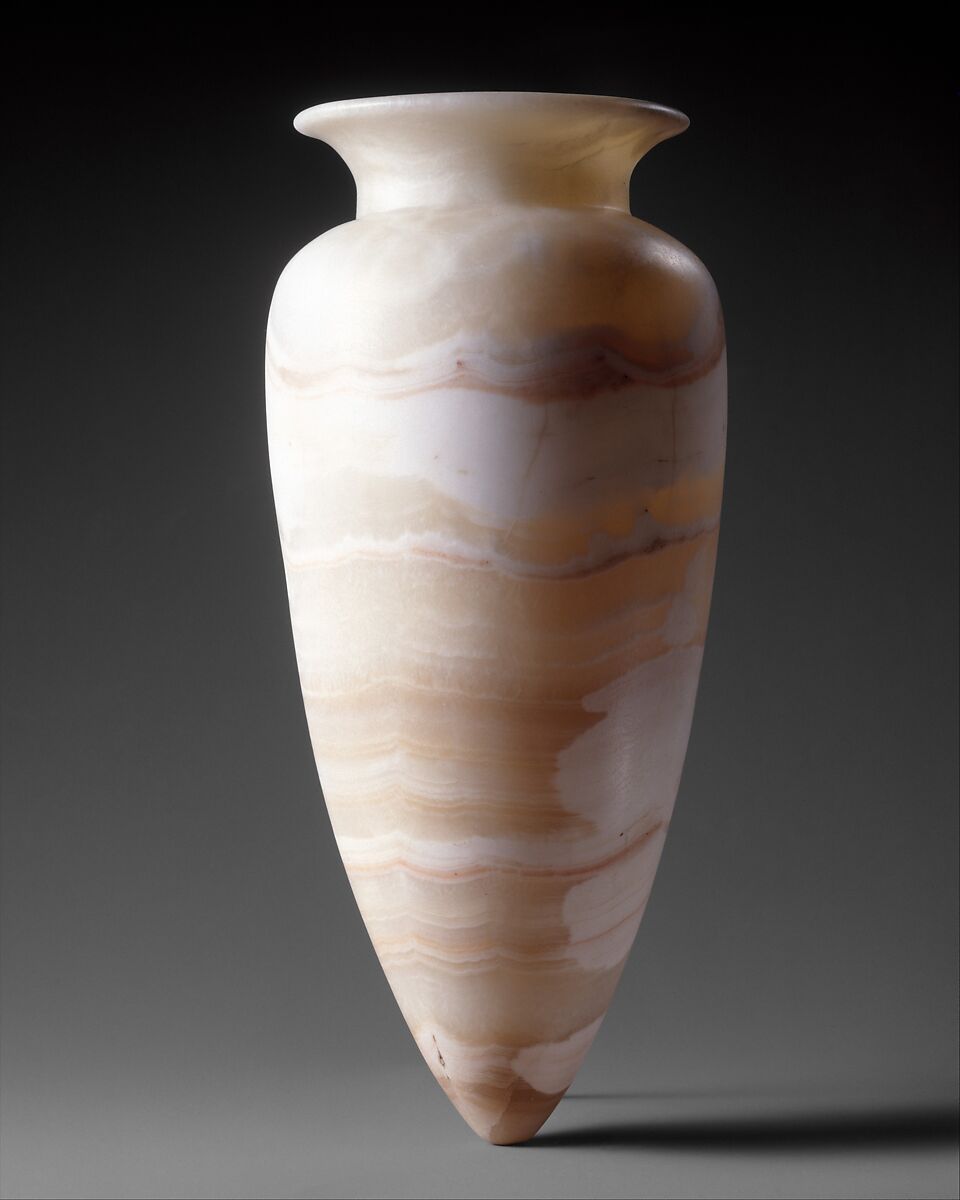 Large high-shouldered jar, Travertine (Egyptian alabaster) 