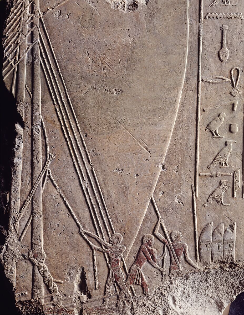 Relief Fragment with a Ship Under Sail, Limestone, paint traces