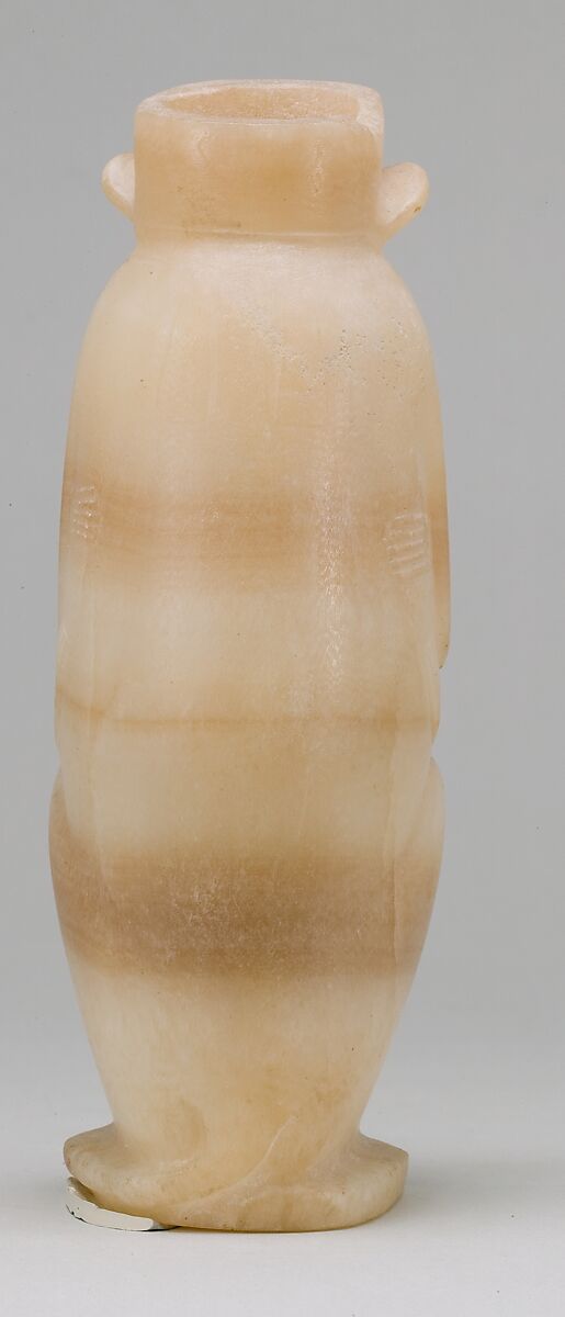 Vase in the Shape of Mother Monkey with Her Young, Travertine (Egyptian alabaster), paint, resin and pigment