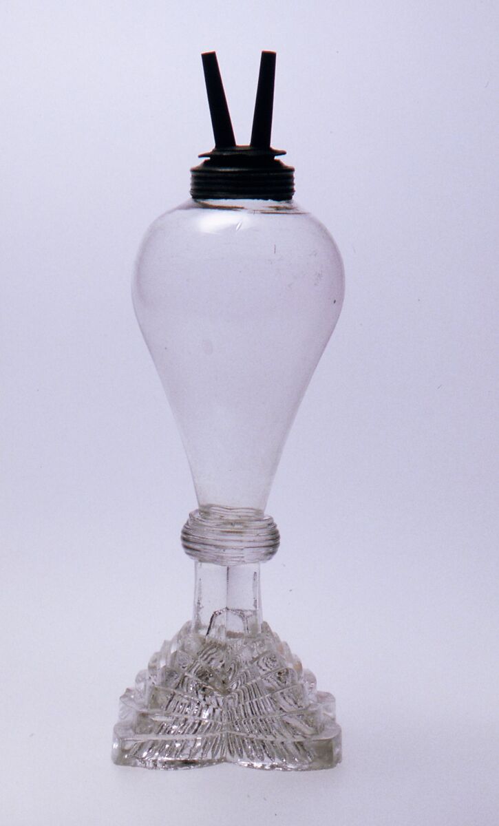 Whale Oil Lamp, Pressed and free-blown lead glass 