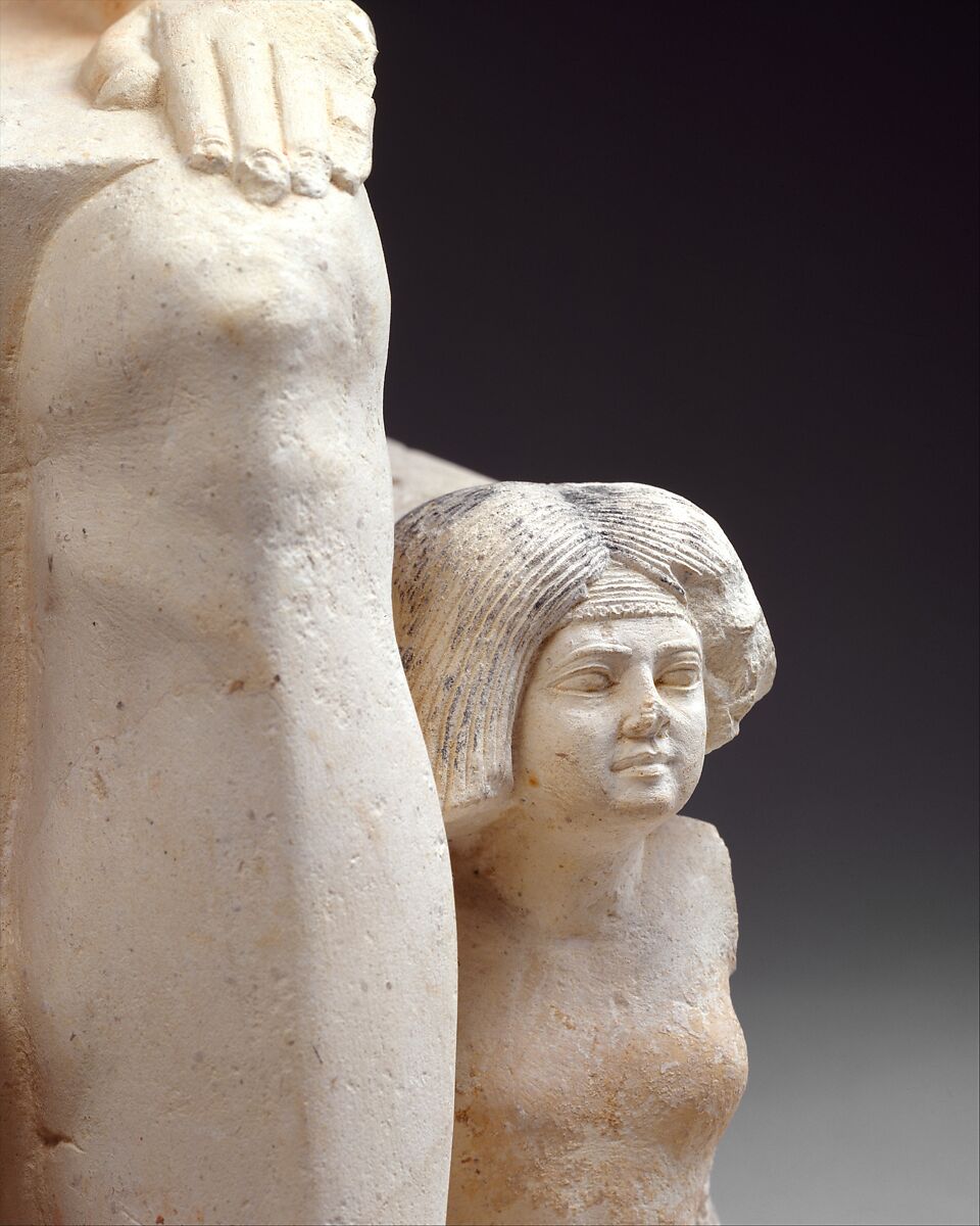 Nikare with his Wife and Daughter, Limestone, paint