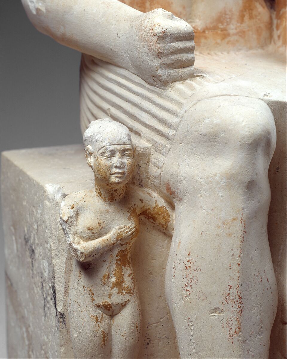 Nikare with his Wife and Daughter, Limestone, paint