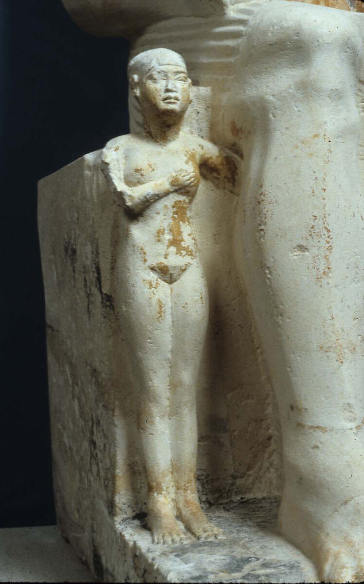 Nikare with his Wife and Daughter, Limestone, paint