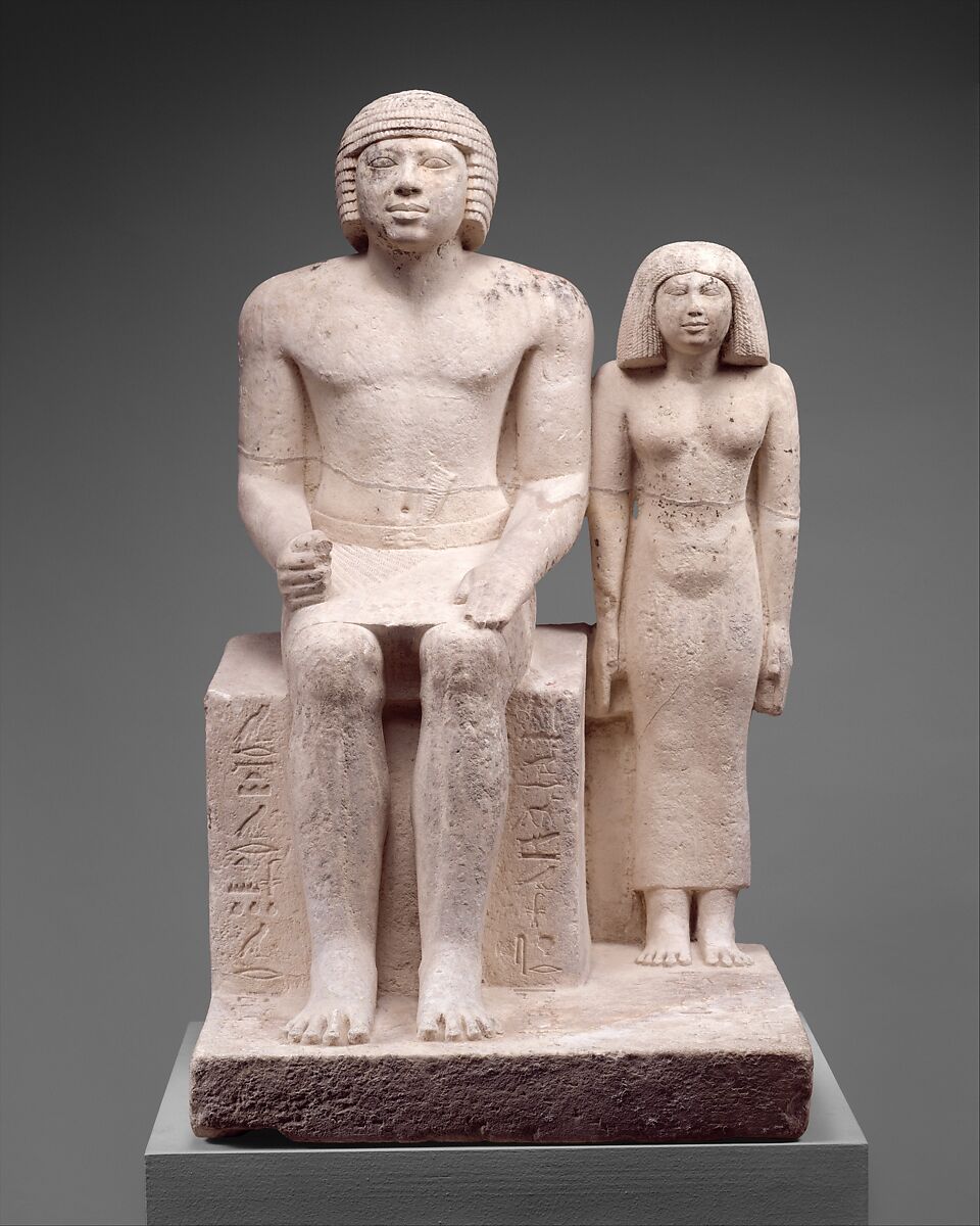 Statue of Demedji and Hennutsen, Limestone, paint 