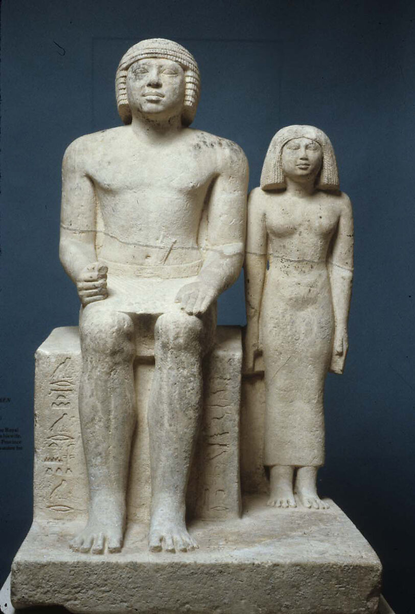 Statue of Demedji and Hennutsen, Limestone, paint