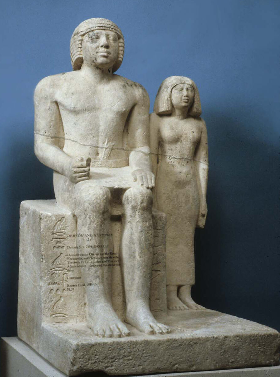 Statue of Demedji and Hennutsen, Limestone, paint