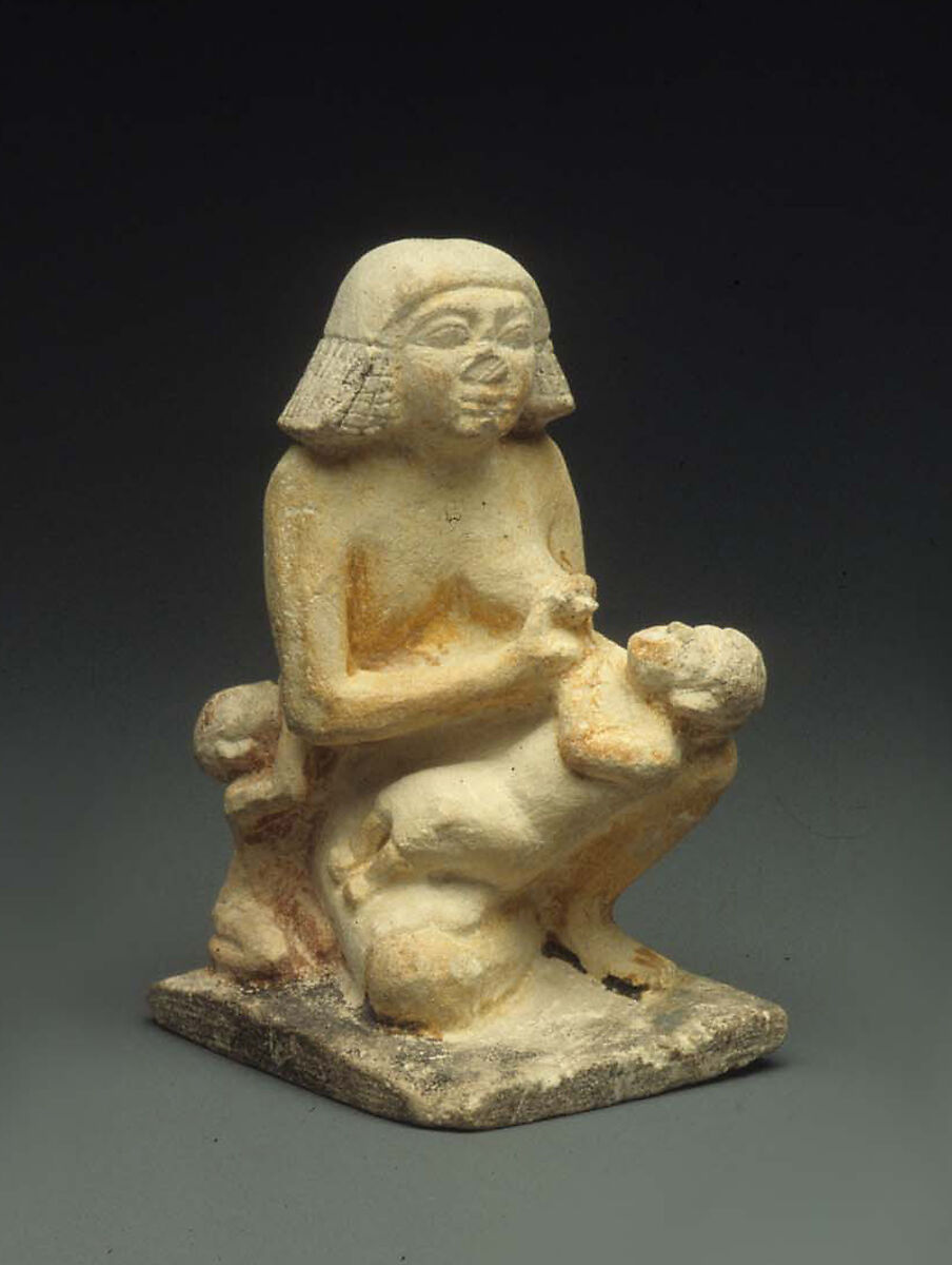 Nursing woman, Limestone, paint traces