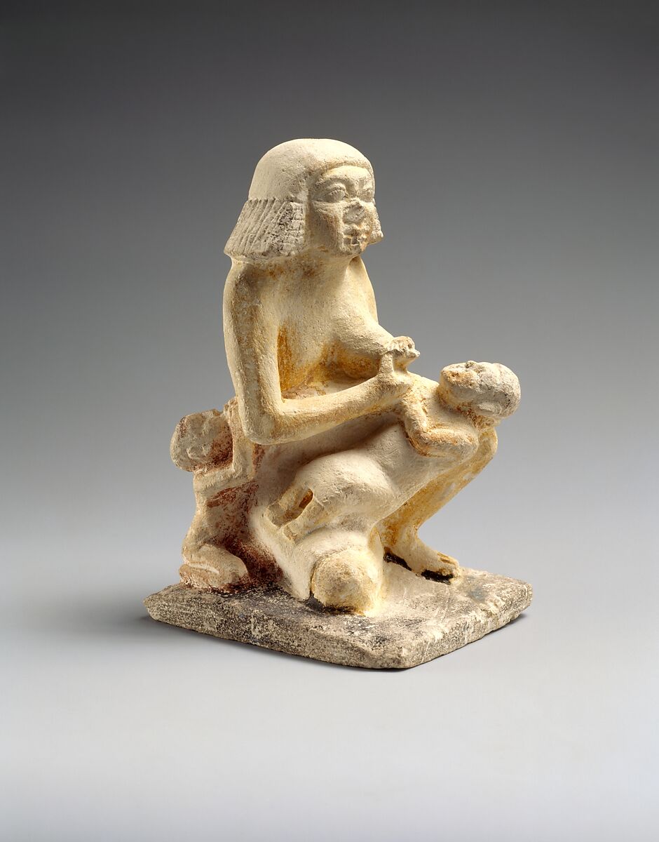 Nursing woman, Limestone, paint traces