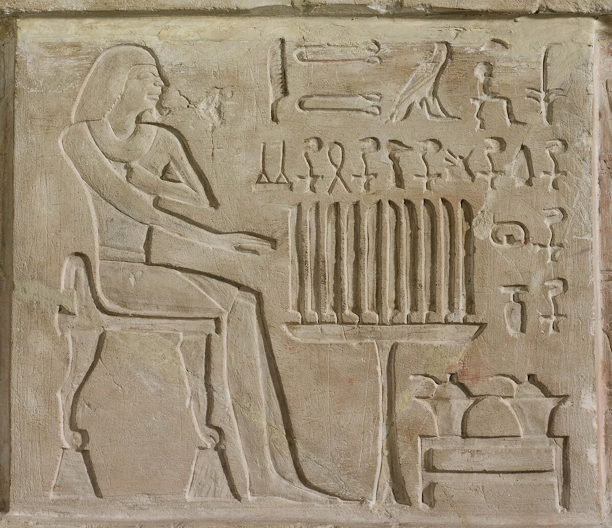 False door from the tomb of Metjetji, Limestone, paint traces