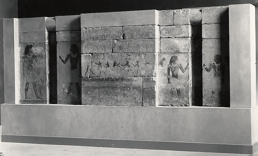 West wall of the chapel of Nikauhor and Sekhemhathor, Limestone, paint