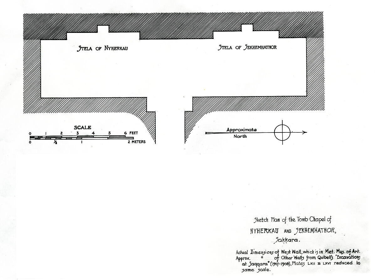 West wall of the chapel of Nikauhor and Sekhemhathor, Limestone, paint