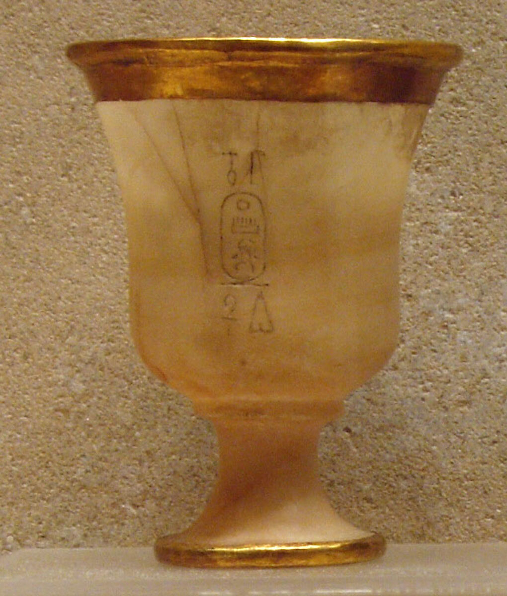 Goblet, Travertine (Egyptian alabaster), gold 