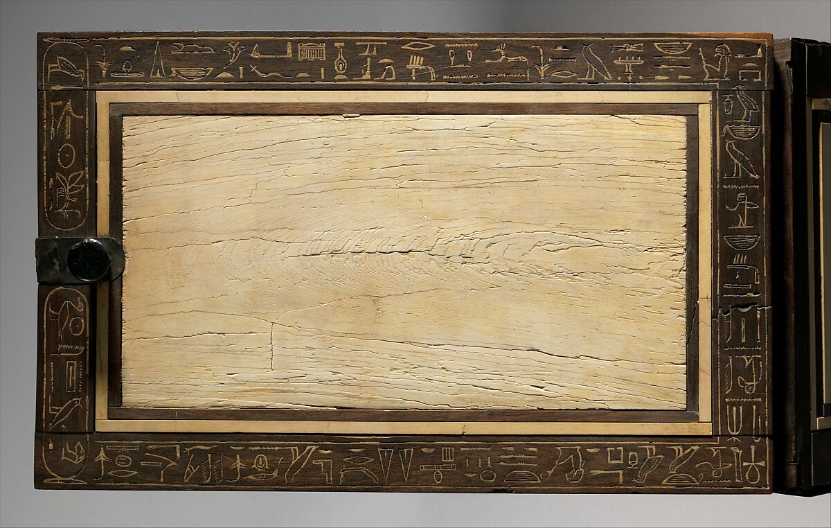 Cosmetic Box of the Royal Butler Kemeni, Cedar, with ebony and ivory veneer and silver mounts