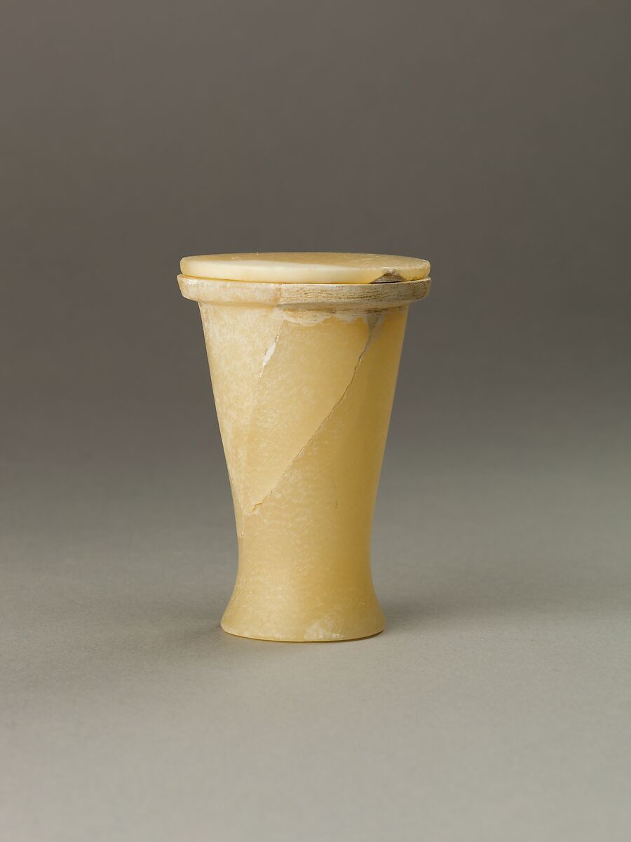 Cosmetic jar with lid, Travertine (Egyptian alabaster) 