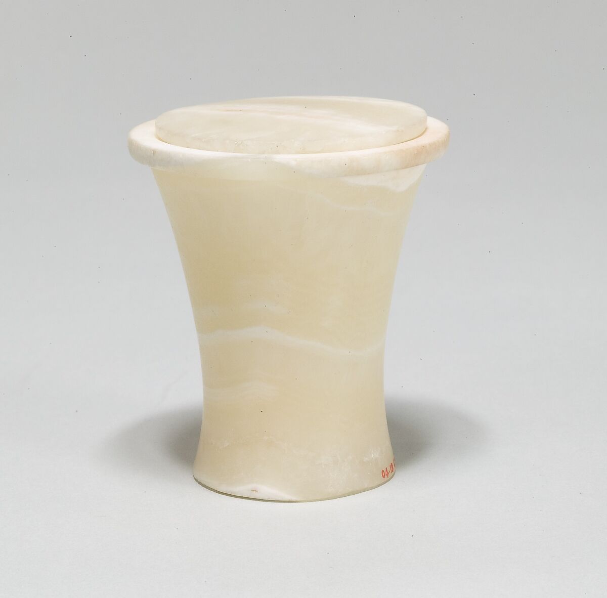 Ointment jar, Travertine (Egyptian alabaster) 