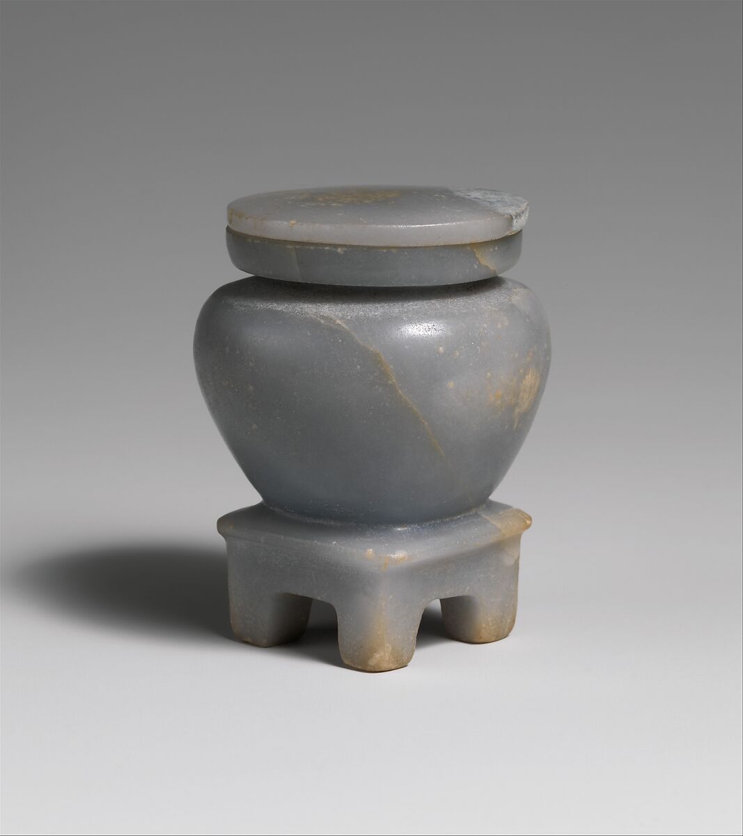 Jar for Eye Paint (kohl) with Attached Stand, Anhydrite