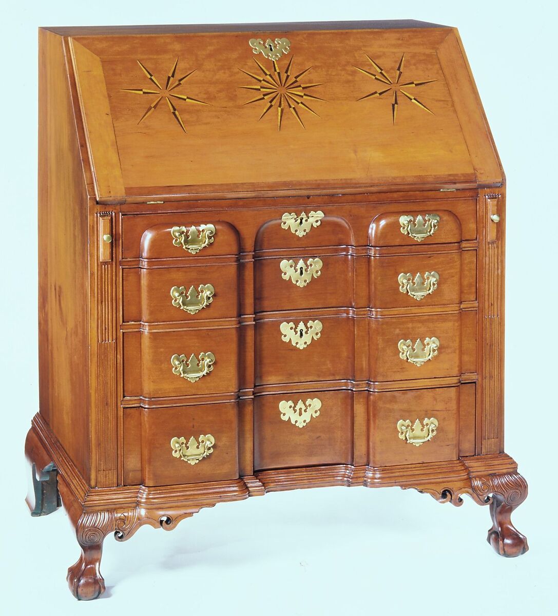 Desk, Benjamin Burnham (ca. 1729–1773), Cherry, white pine, yellow poplar, American 