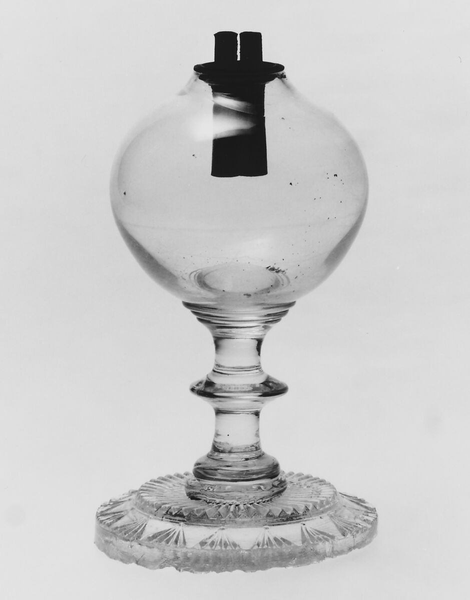 Whale Oil Lamp, Pressed and free-blown lead glass, American 