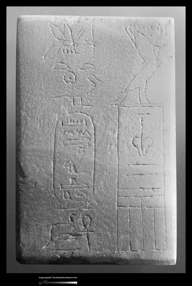 Tablet from the foundation deposit of Mentuhotep II, Travertine (Egyptian alabaster) 