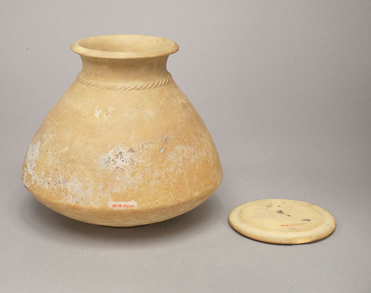 Carinated Stone Jar with Rope Pattern, Limestone