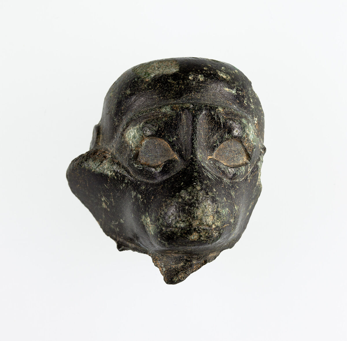 Head of a monkey from an ointment vessel, Serpentinite 