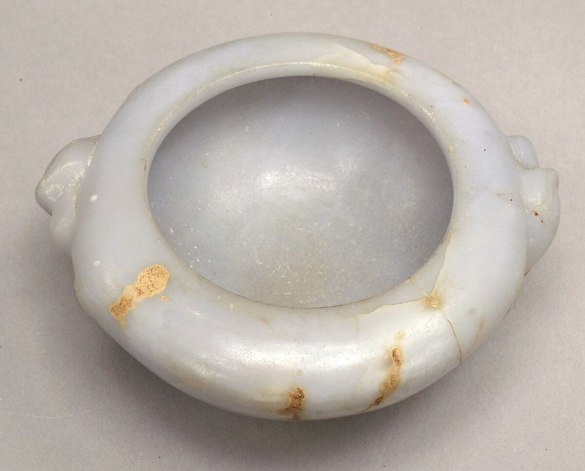 Ointment Bowl with Two Monkeys in Relief, Anhydrite