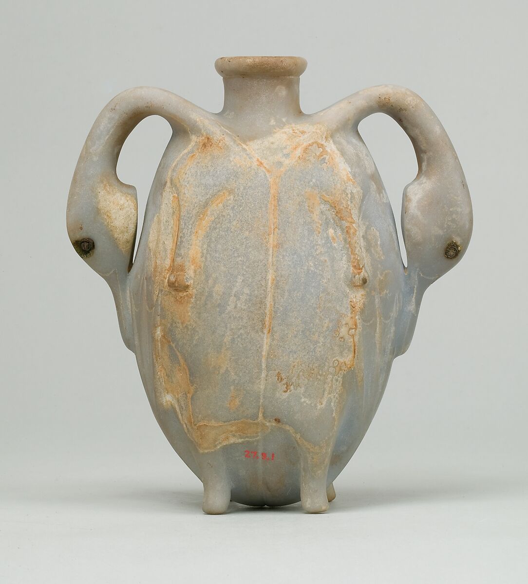 Perfume Vessel in the Shape of Two Trussed Ducks, Anhydrite, eyes inlaid with a porous material inside copper rims