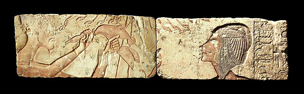 Akhenaten Sacrificing a Duck, Limestone, paint