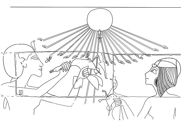 Akhenaten Sacrificing a Duck, Limestone, paint