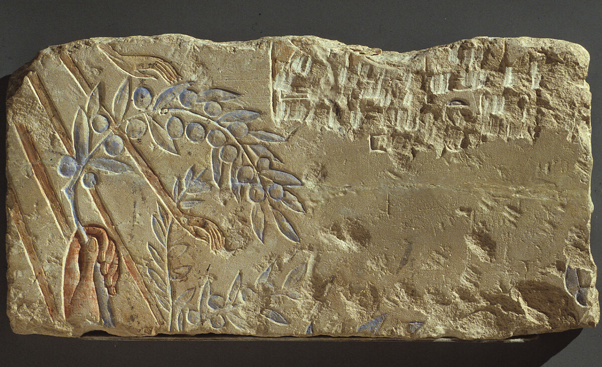 Hand Clutching an Olive Branch, Limestone, paint