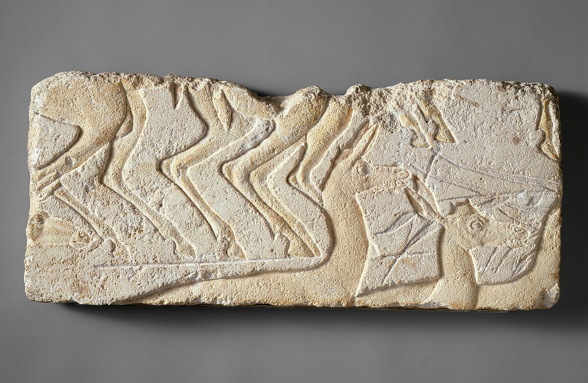 Desert Scene with Antelope, Limestone, paint 