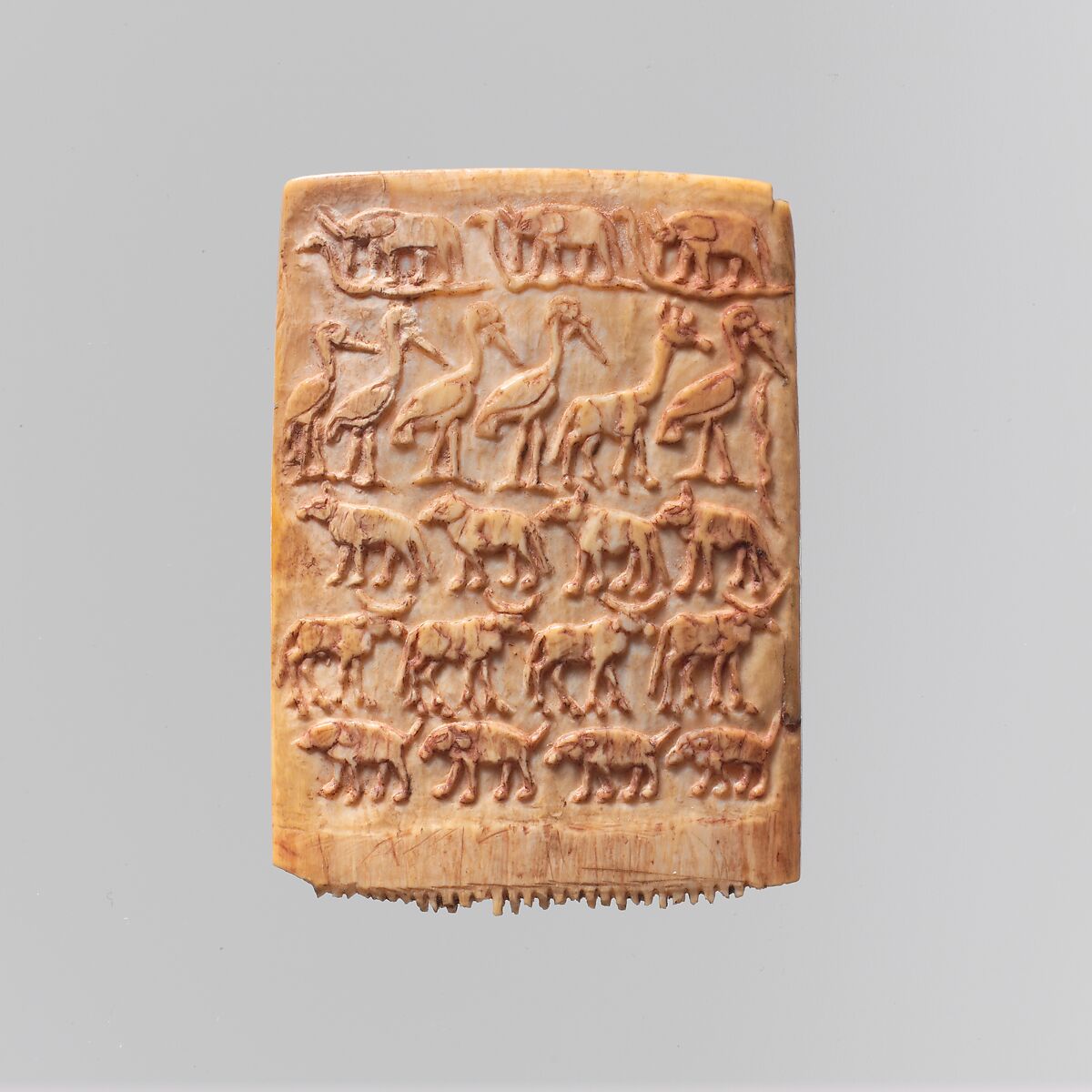 Hair Comb Decorated with Rows of Wild Animals, Ivory