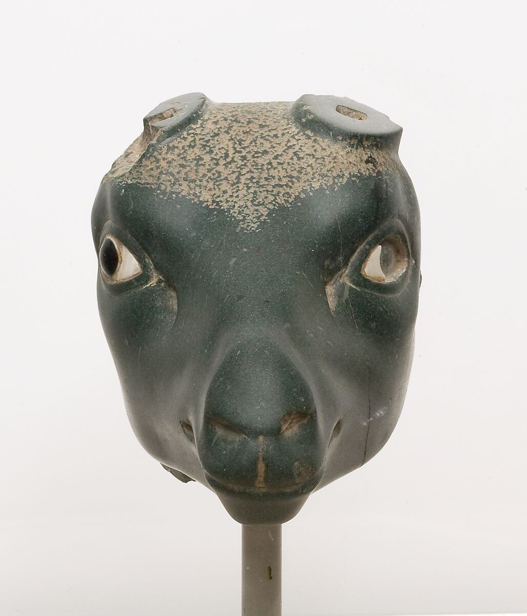 Antelope Head, Greywacke, travertine (Egyptian alabaster), agate