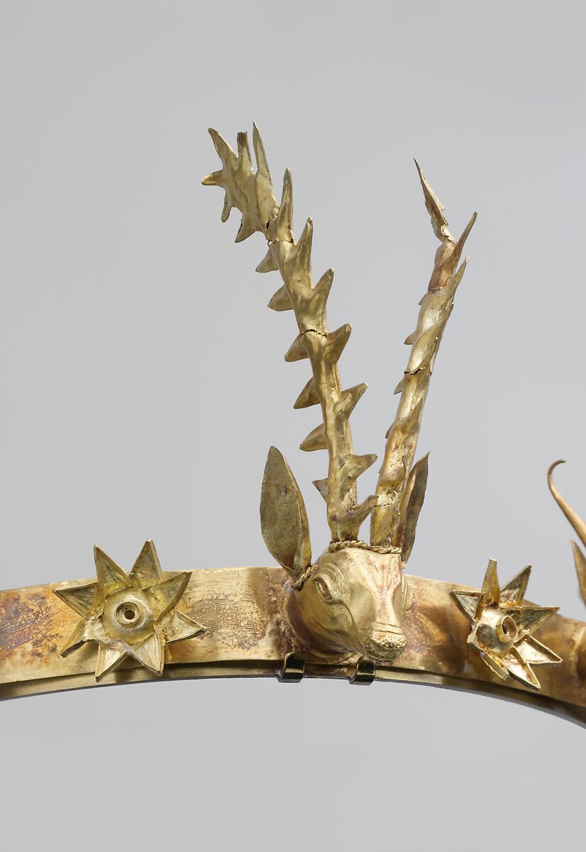Headband with Heads of Gazelles and a Stag Between Stars or Flowers, Gold