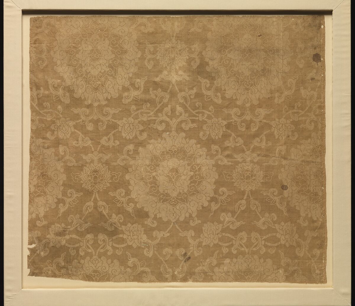 Panel with Medallion of Longevity, Silk satin damask, China