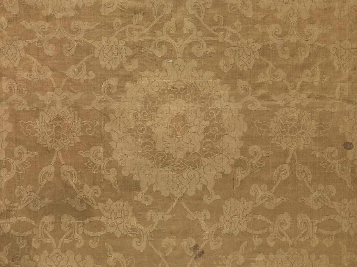 Panel, Silk satin damask, China 