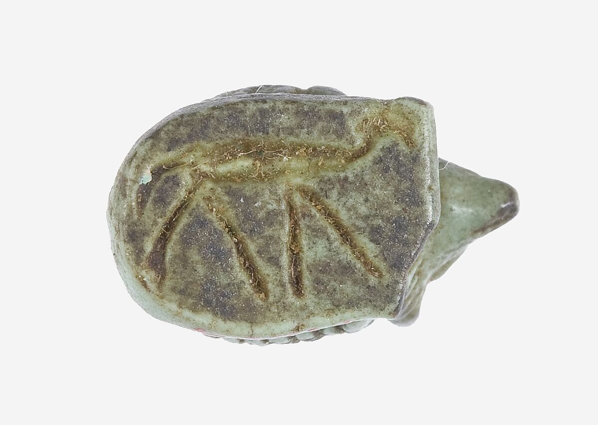 Seal amulet in the shape of hedgehog, Faience