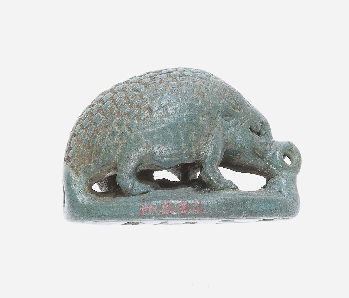 Seal amulet in the shape of hedgehog, Egyptian blue