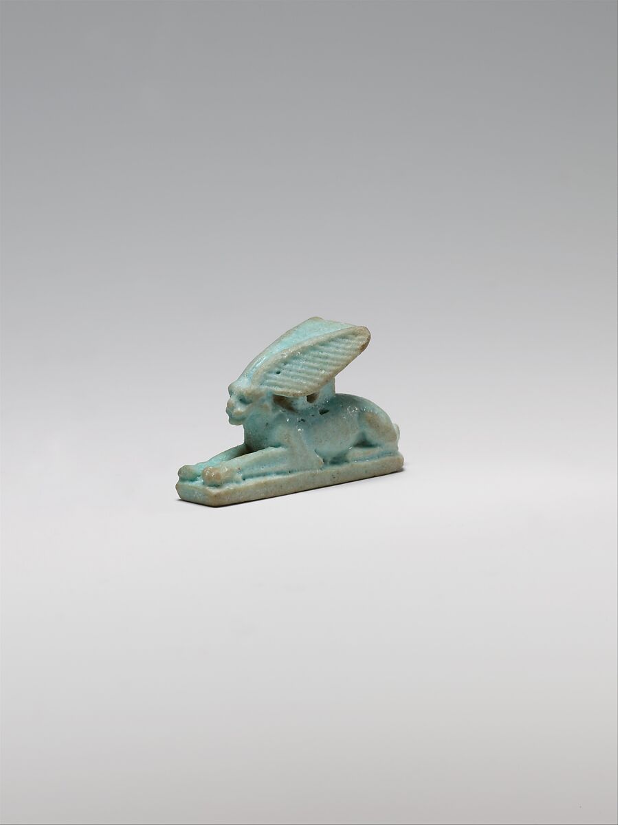 Hare amulet, Faience 