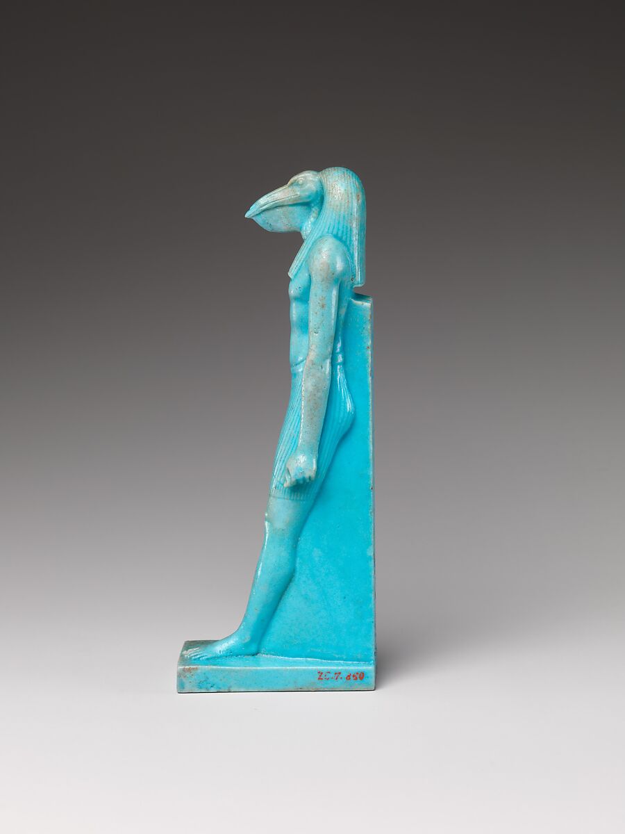 Striding Thoth, Faience